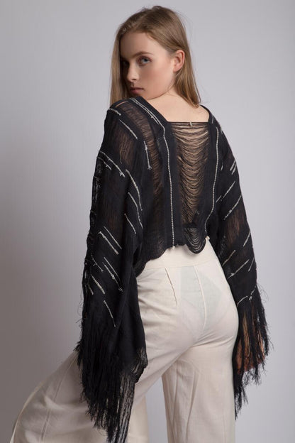 Crop Top Nudos Color Negro