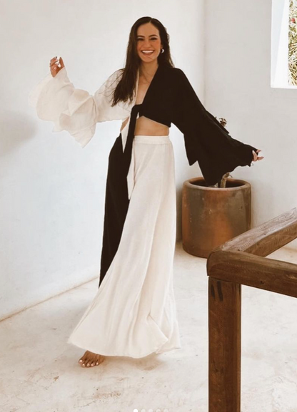 Eugenia Bicolor Black and Ecru Trousers 