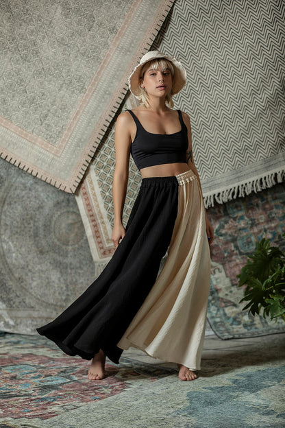 Eugenia Bicolor Black and Ecru Trousers 